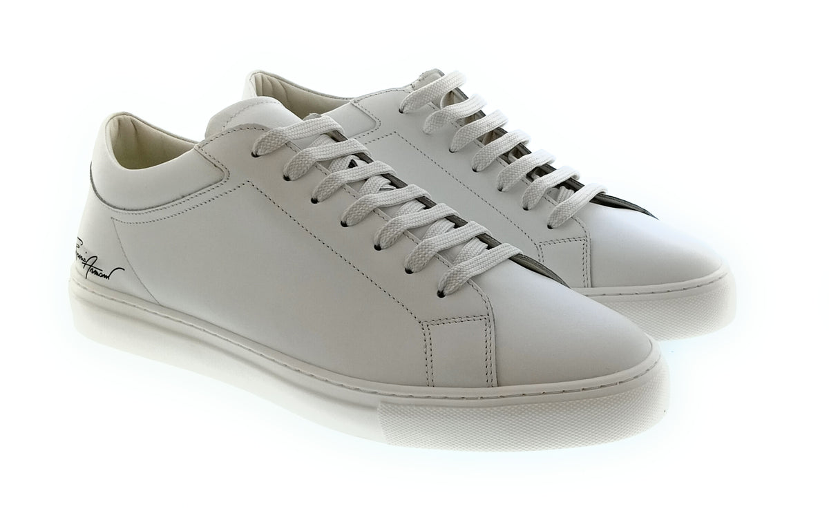Emporio Armani Emporio Armani Women's White Signature Leather Sneakers-