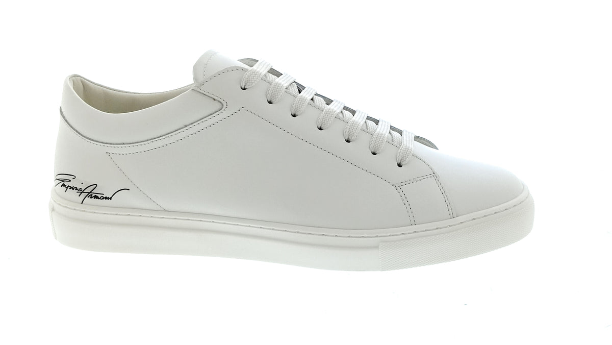 Emporio Armani Emporio Armani Women's White Signature Leather Sneakers-