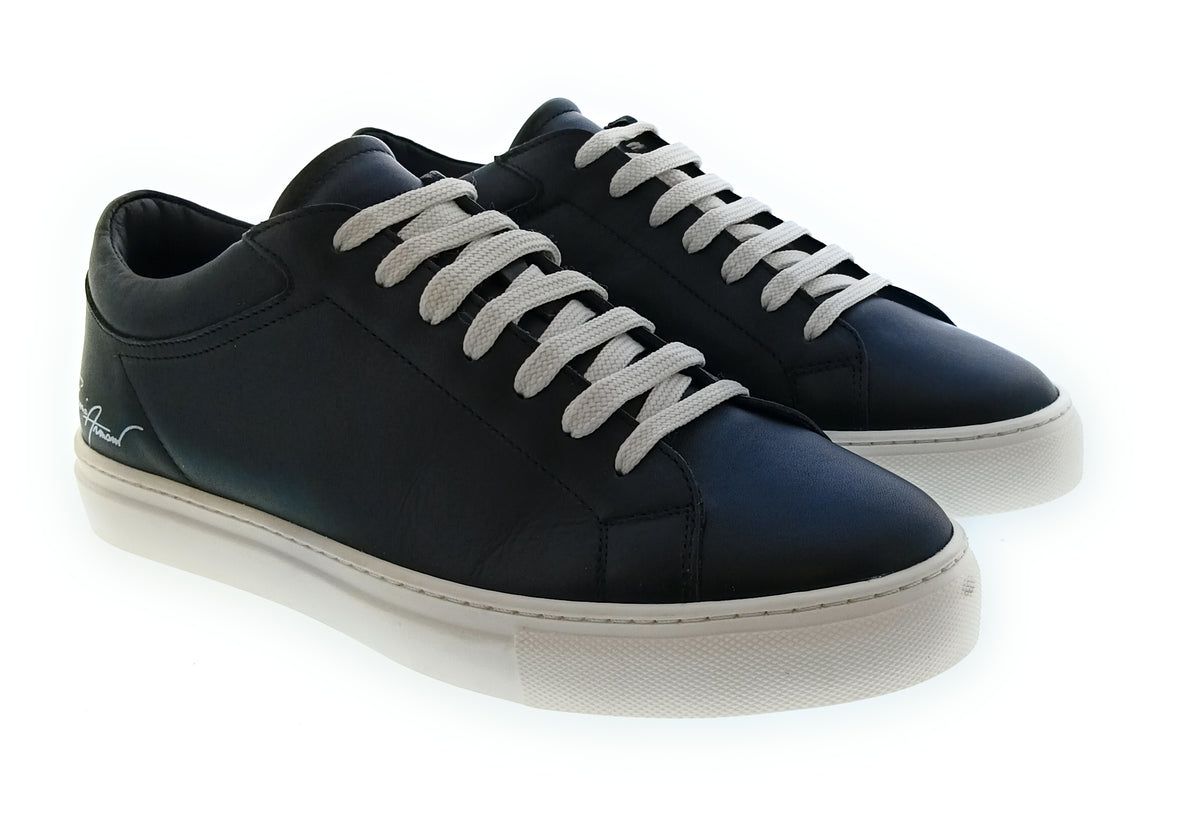 Emporio Armani Emporio Armani Women's Black Signature Leather Sneakers-7