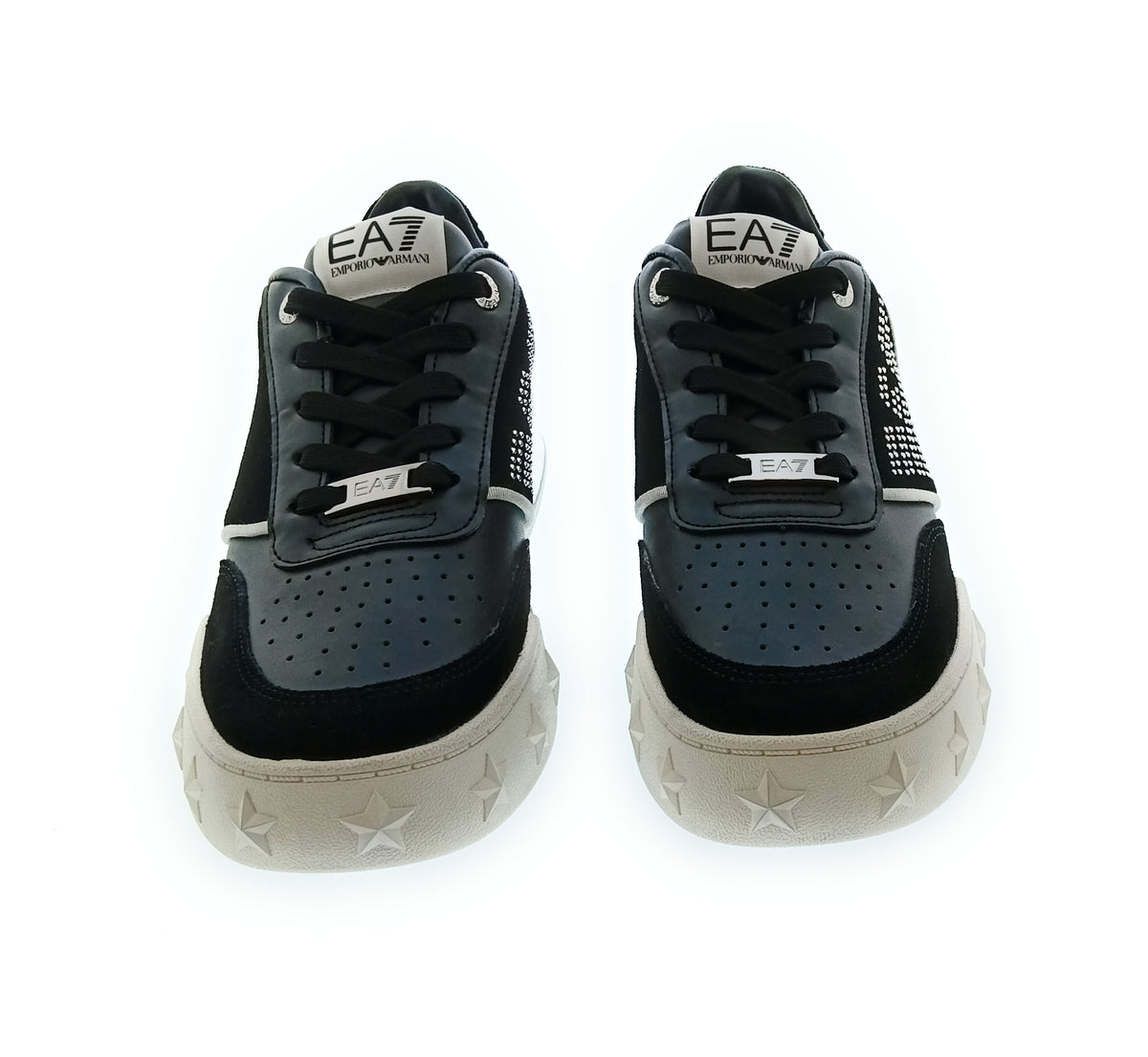 Emporio Armani Emporio Armani Women's Black Metallic-Accent Chunky Sneakers-