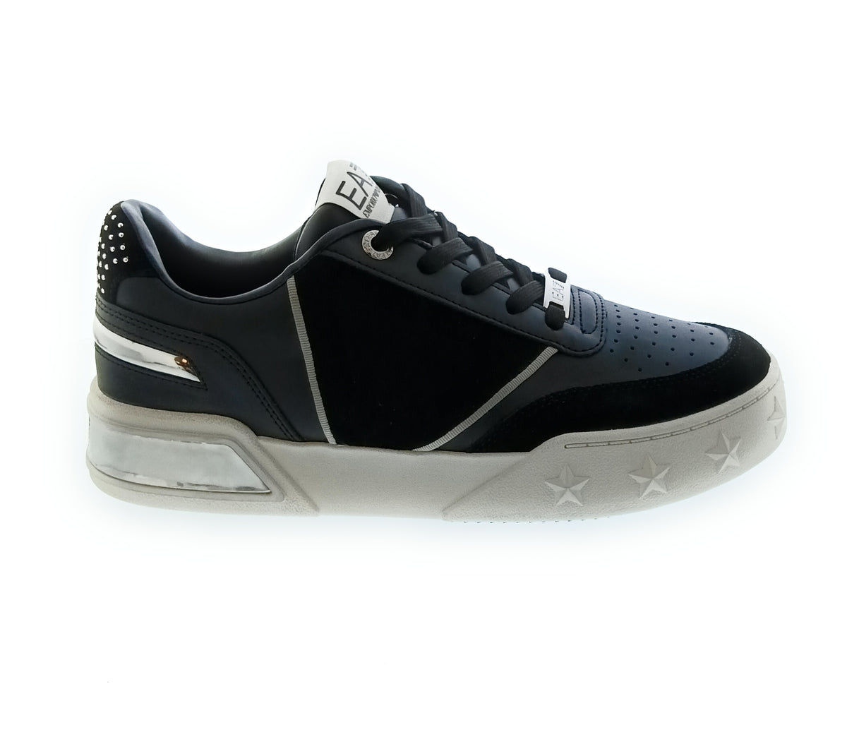 Emporio Armani Emporio Armani Women's Black Metallic-Accent Chunky Sneakers-