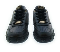 Emporio Armani Emporio Armani Women's Black Leather Logo Low-Top Sneakers-6.5