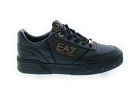 Emporio Armani Emporio Armani Women's Black Leather Logo Low-Top Sneakers-6.5