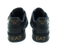 Emporio Armani Emporio Armani Women's Black Leather Logo Low-Top Sneakers-6.5