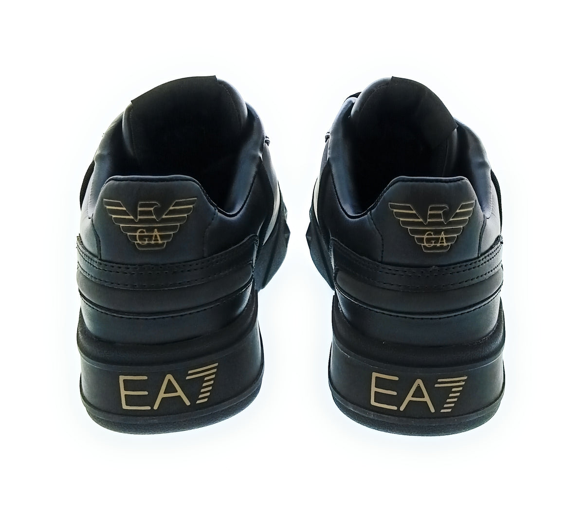 Emporio Armani Emporio Armani Women's Black Leather Logo Low-Top Sneakers-6.5