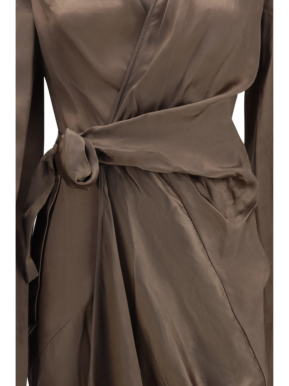 Rick Owens Women Asymmetric Wrap Dress With Knot Fastening