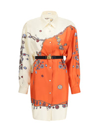 VERSACE Versace Women Printed Silk Shirt Mini Dress
