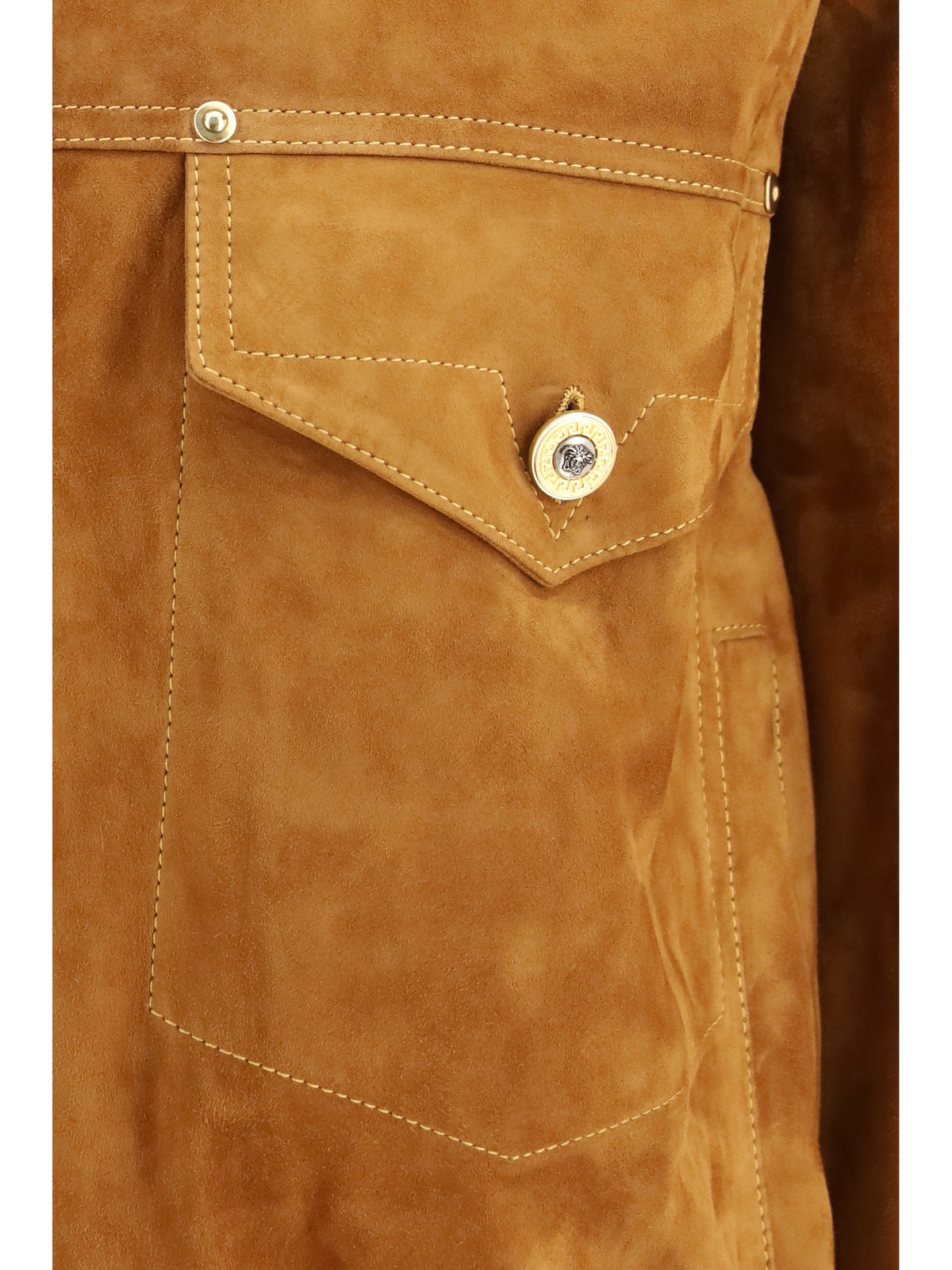 Versace Men Leather Button Jacket