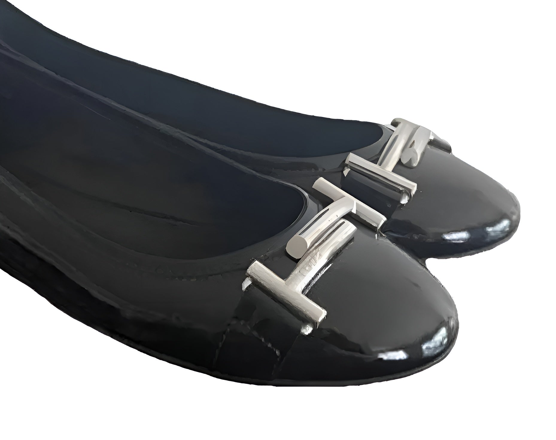Tods Patent Leather Double T Ballerinas in Black