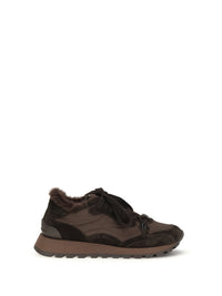BRUNELLO CUCINELLI Brunello Cucinelli Women Suede And Techno Fabric Sneakers With Shearling Lining And Monile