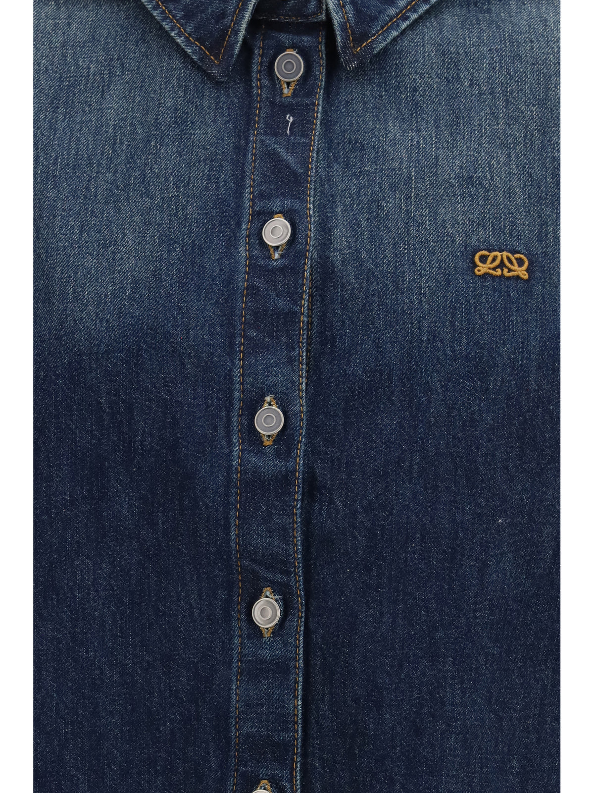 Loewe Women Short Sleeve Denim Trapeze Shirt