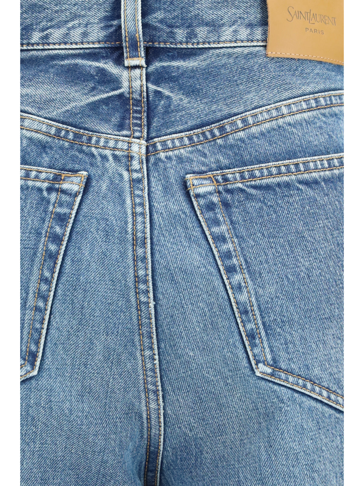 Saint Laurent Women High Waisted Wide Leg Jeans In Denim