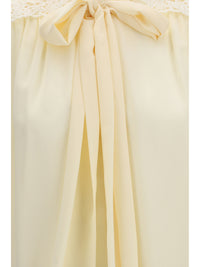CHLOÉ Chloé Women Bow Blouse With Embroidered Shoulders