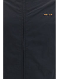 Versace Men Nylon Blouson Jacket With Embroidered Logo