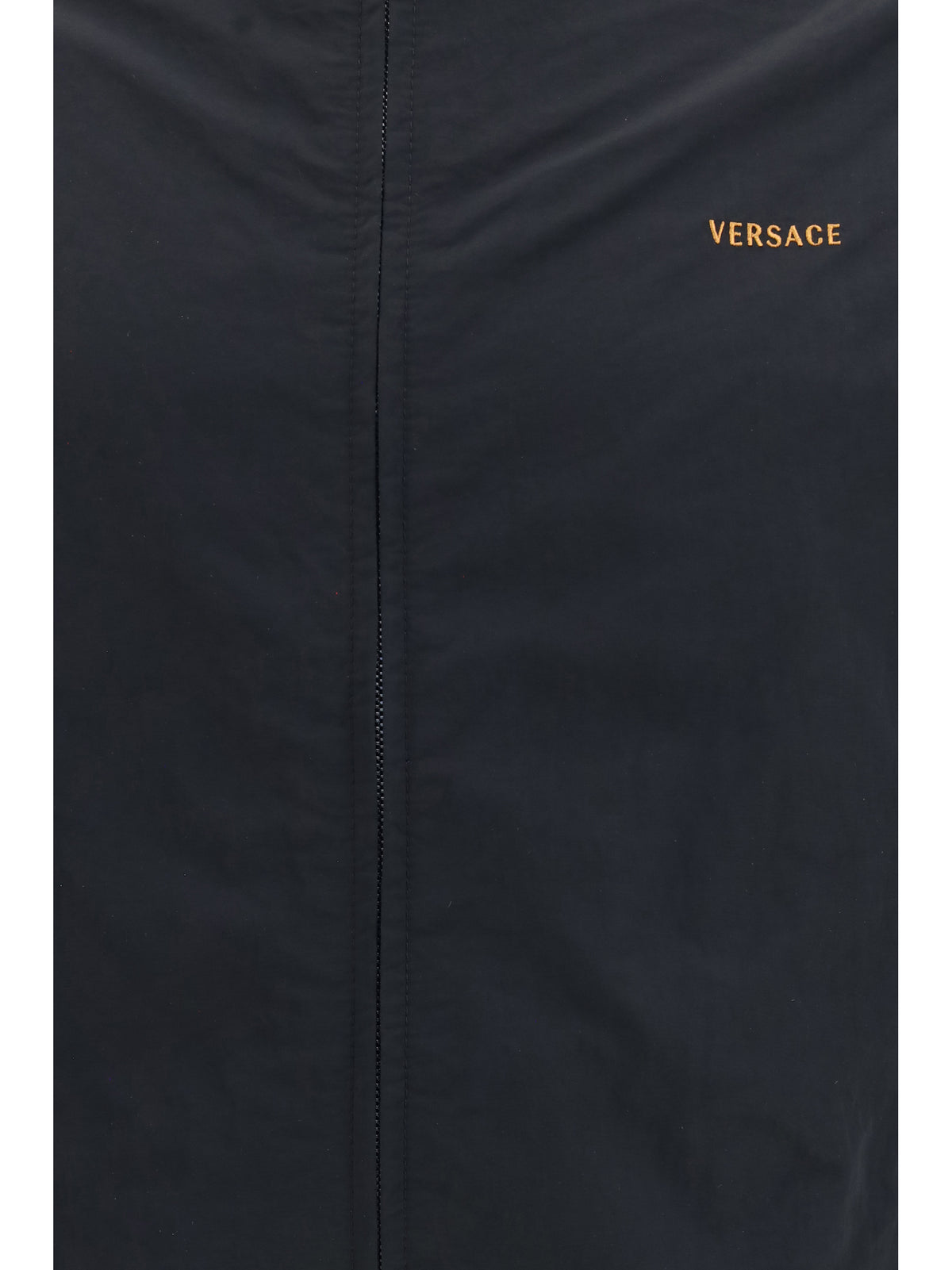 Versace Men Nylon Blouson Jacket With Embroidered Logo
