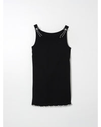 Elisabetta Franchi La Mia Bambina Rhinestone Tank Top with Bow Detail Kids Black Dresses