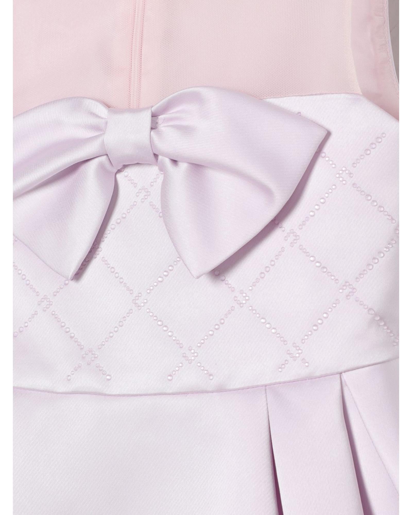 Elisabetta Franchi La Mia Bambina Girls Bow Satin Dress Kids Pink Dresses