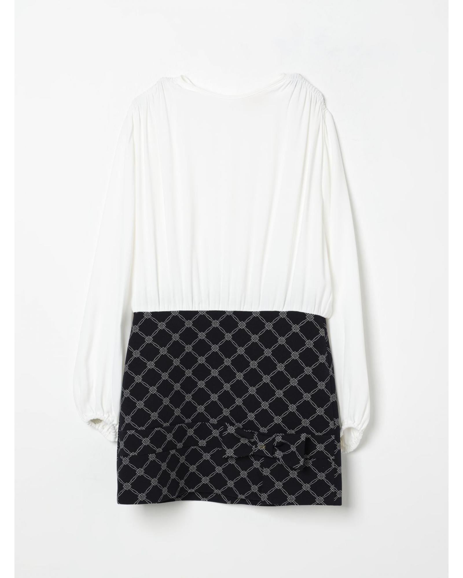 Elisabetta Franchi La Mia Bambina Girls Geometric Pattern Bow Dress Kids White Dresses