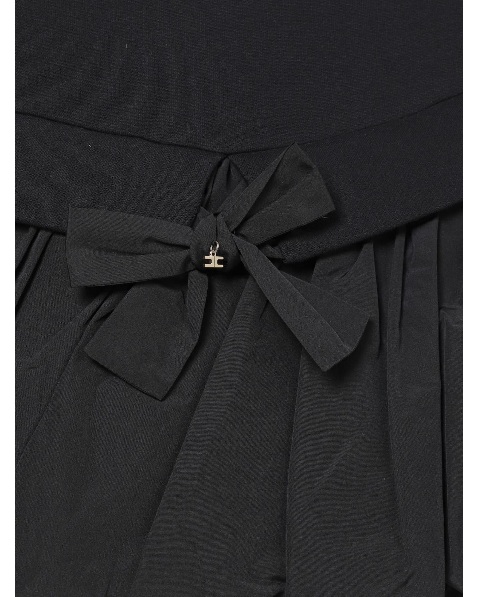 Elisabetta Franchi La Mia Bambina Bow Detail Pleated Dress Kids Black Dresses