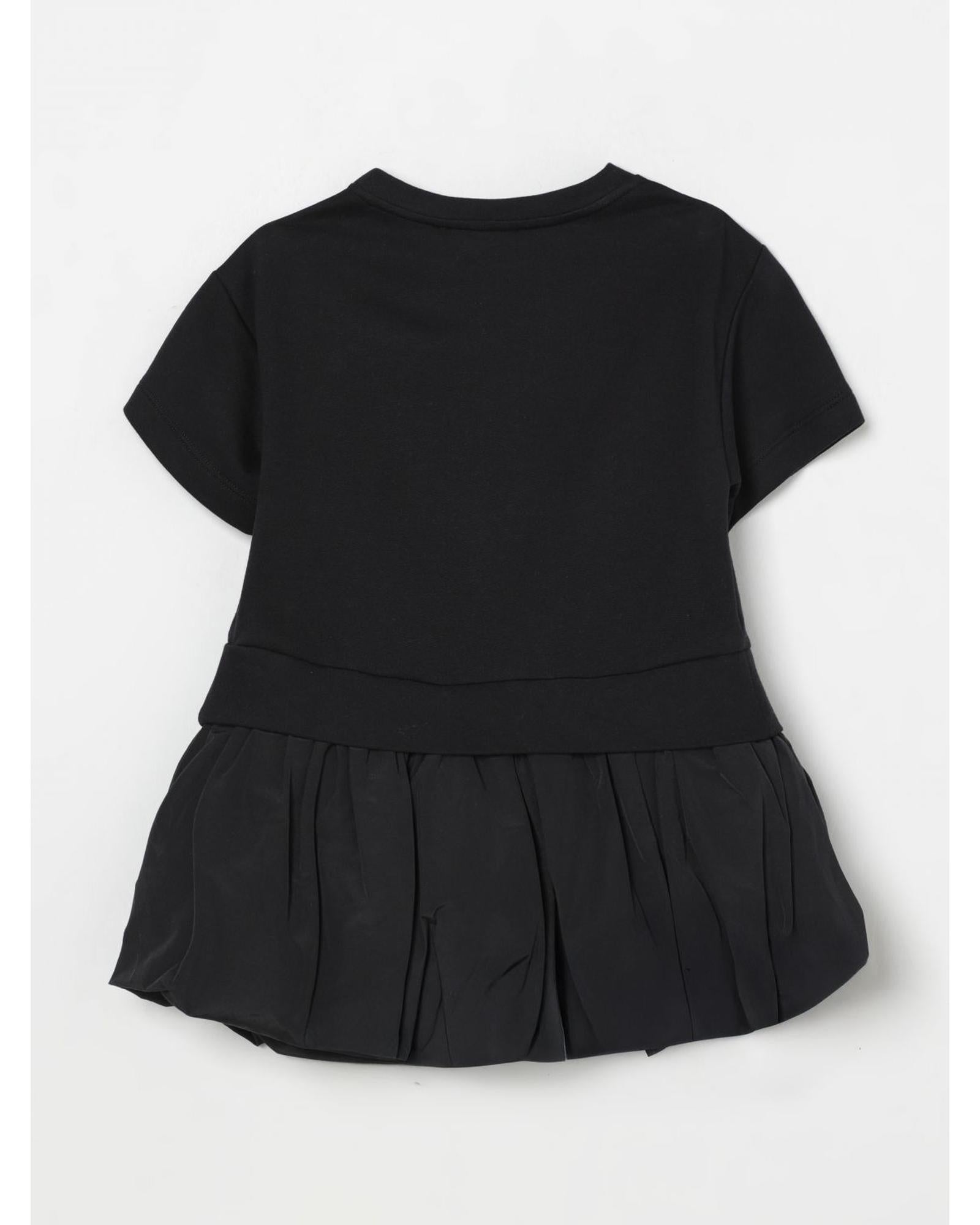 Elisabetta Franchi La Mia Bambina Bow Detail Pleated Dress Kids Black Dresses