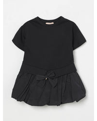 Elisabetta Franchi La Mia Bambina Bow Detail Pleated Dress Kids Black Dresses