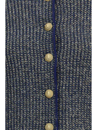 Balmain Women Quilted Sequin Cardigan With Decorative Buttons