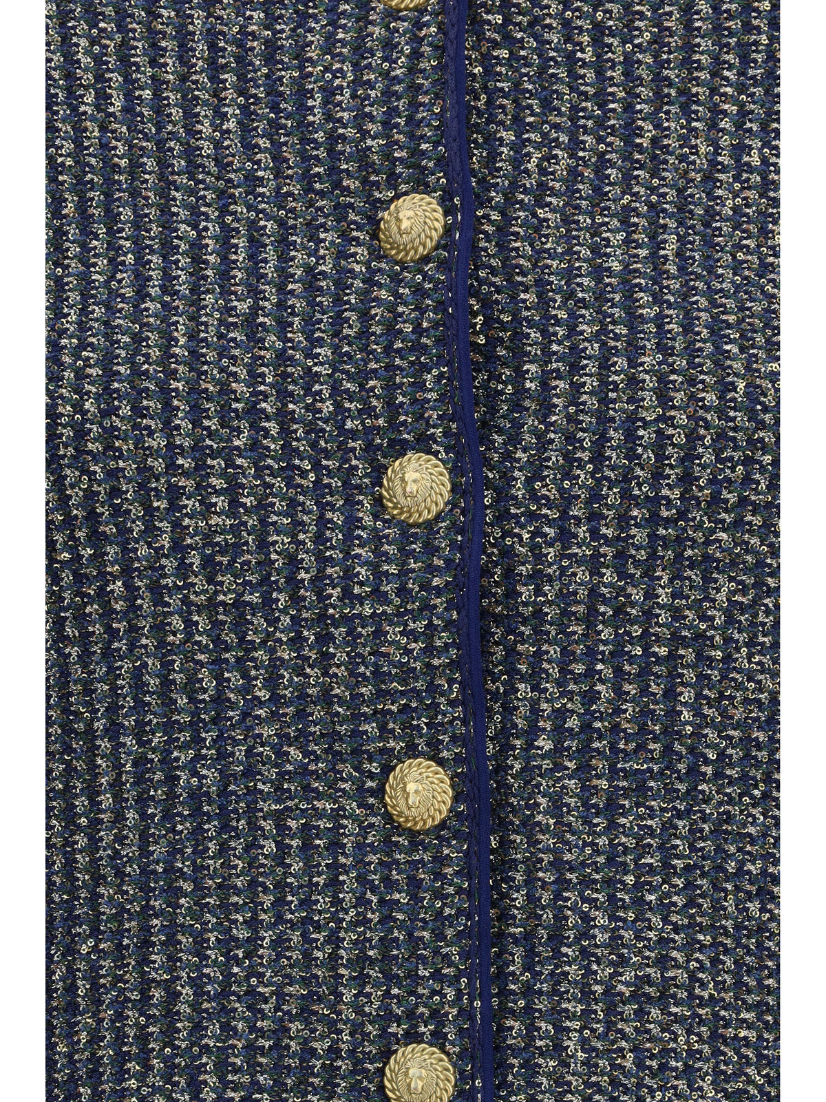 Balmain Women Quilted Sequin Cardigan With Decorative Buttons