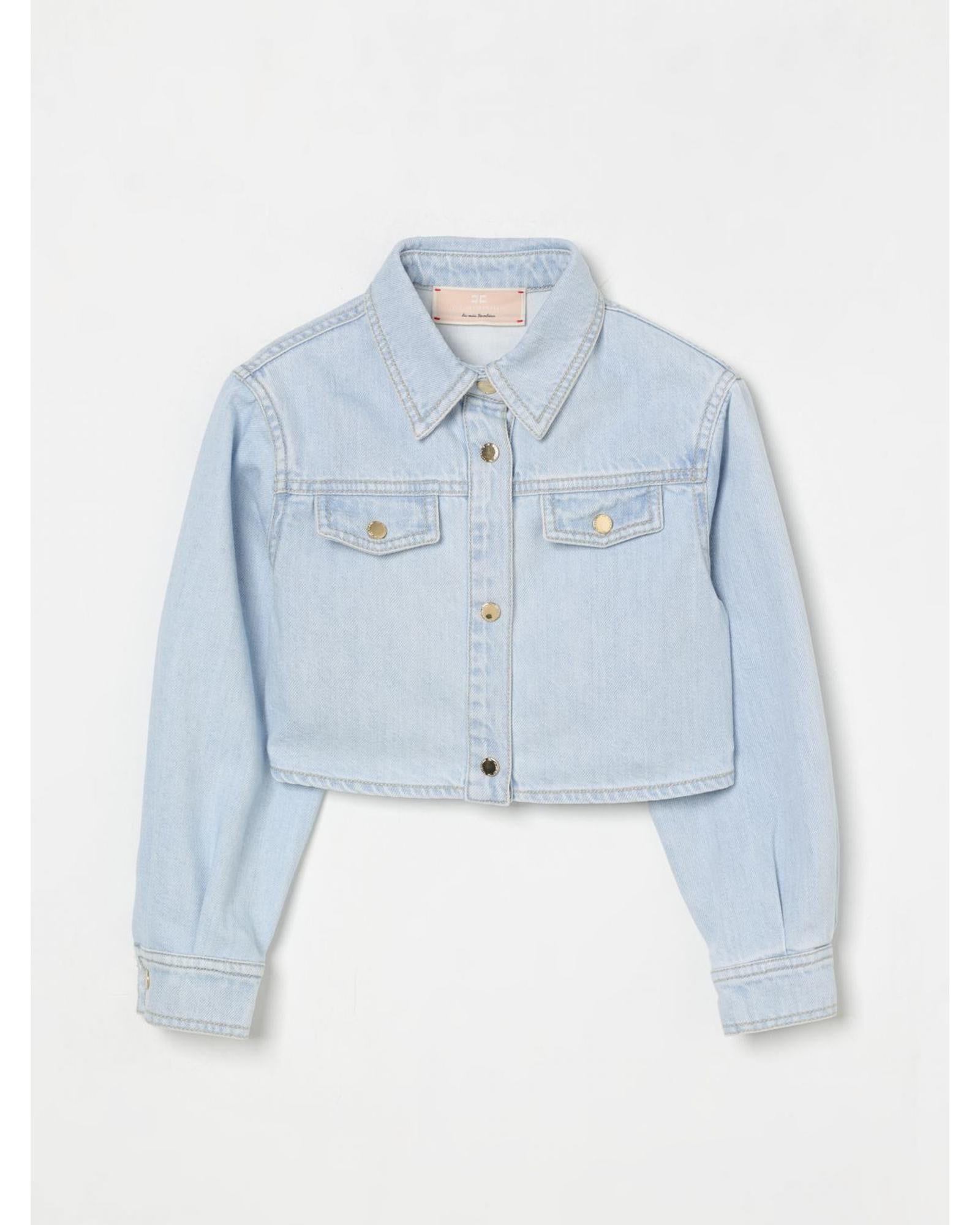Elisabetta Franchi La Mia Bambina Cropped Denim Jacket Kids Shirts