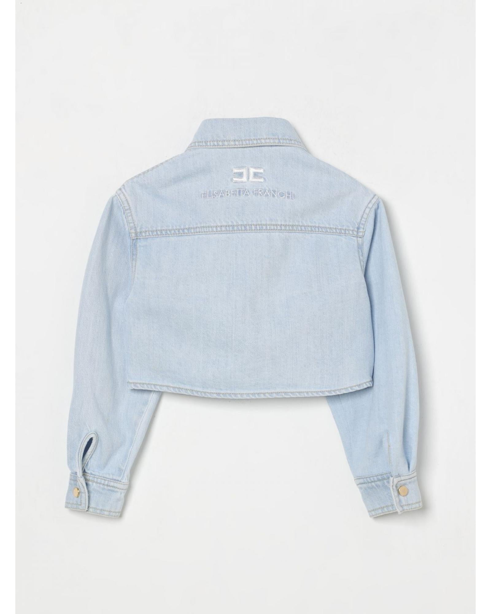 Elisabetta Franchi La Mia Bambina Cropped Denim Jacket Kids Shirts