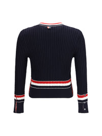 THOM BROWNE Thom Browne Men Intarsia Cable-Knit V-Neck Sweater