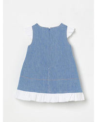 Elisabetta Franchi La Mia Bambina Denim Dress Ruffled Hem Kids Rompers