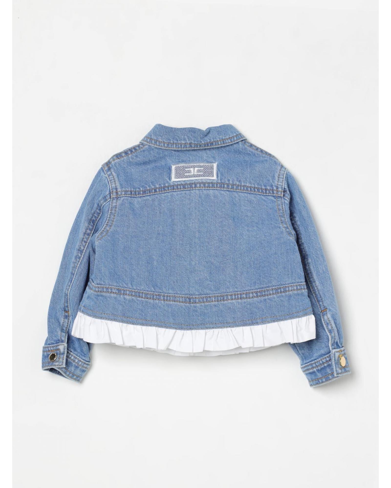 Elisabetta Franchi La Mia Bambina Girls Denim Jacket Ruffle Hem Kids