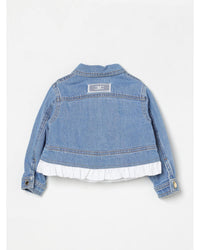 Elisabetta Franchi La Mia Bambina Girls Denim Jacket Ruffle Hem Kids