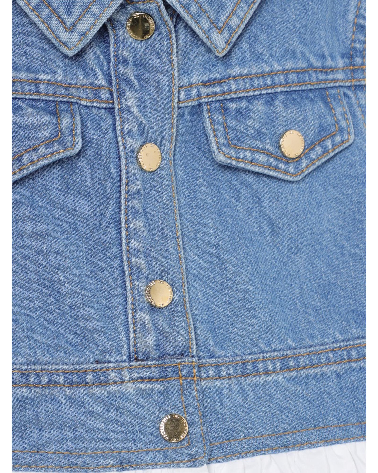 Elisabetta Franchi La Mia Bambina Girls Denim Jacket Ruffle Hem Kids