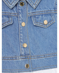 Elisabetta Franchi La Mia Bambina Girls Denim Jacket Ruffle Hem Kids