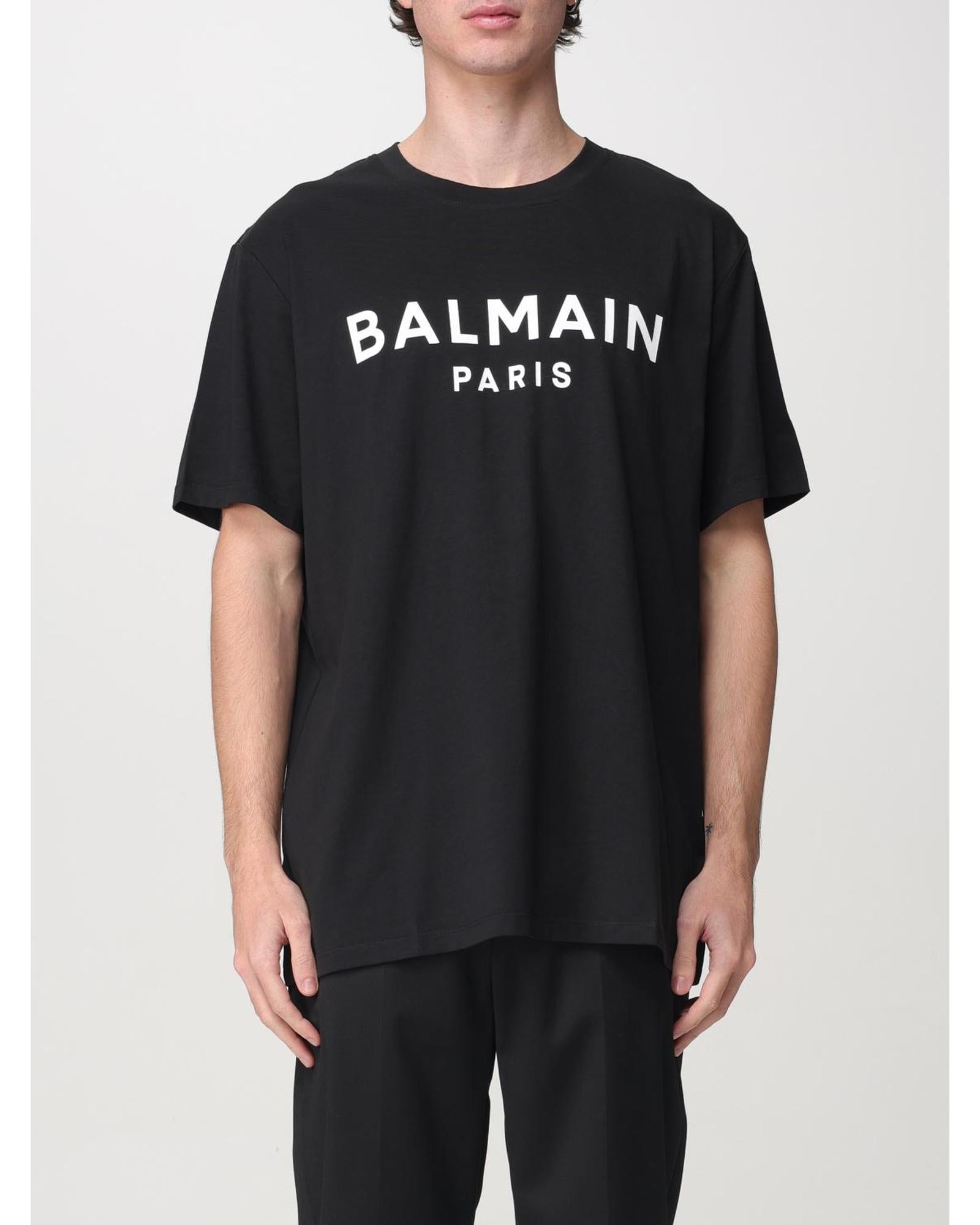 Balmain Paris Logo Tee Men Black T-Shirts