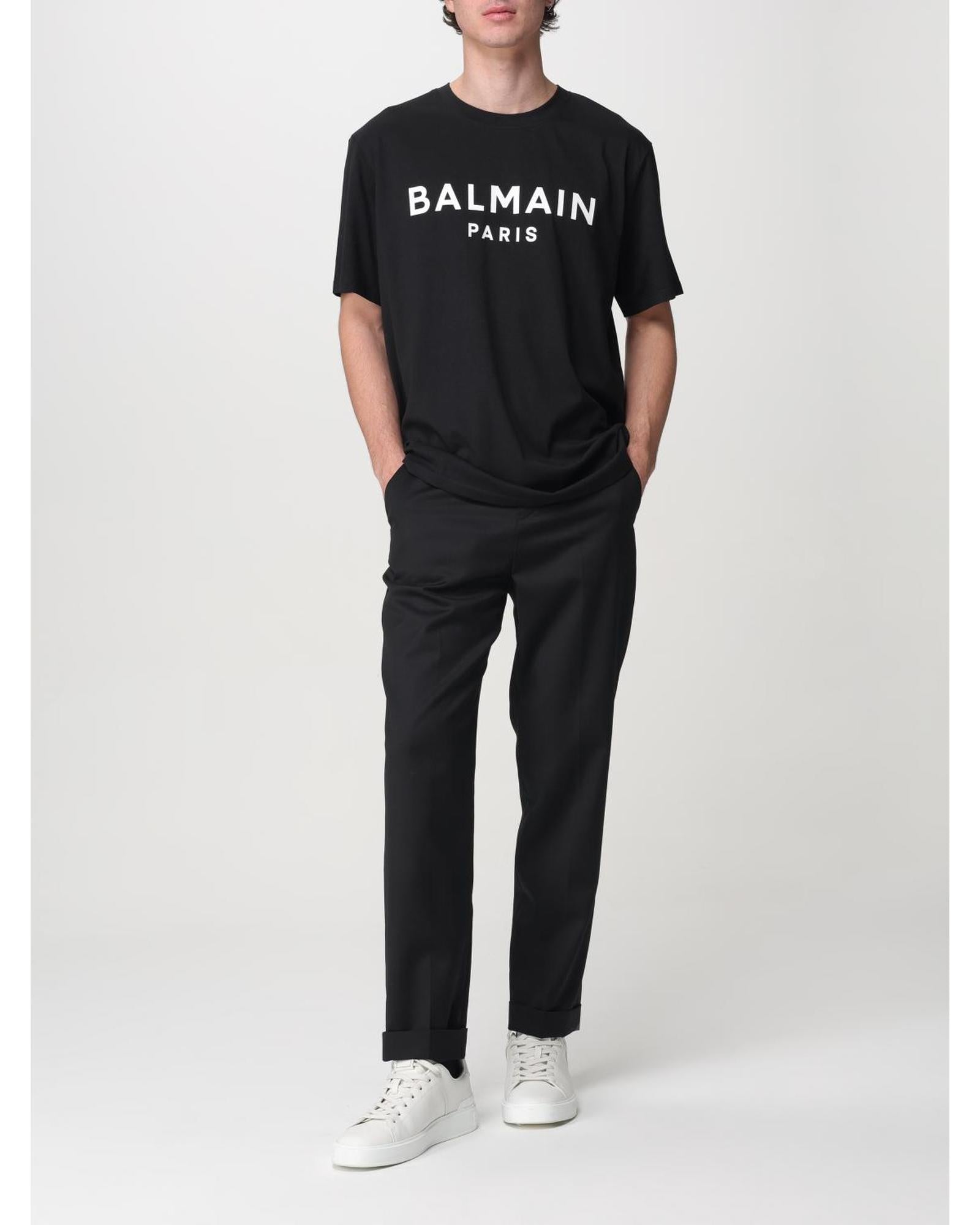 Balmain Paris Logo Tee Men Black T-Shirts