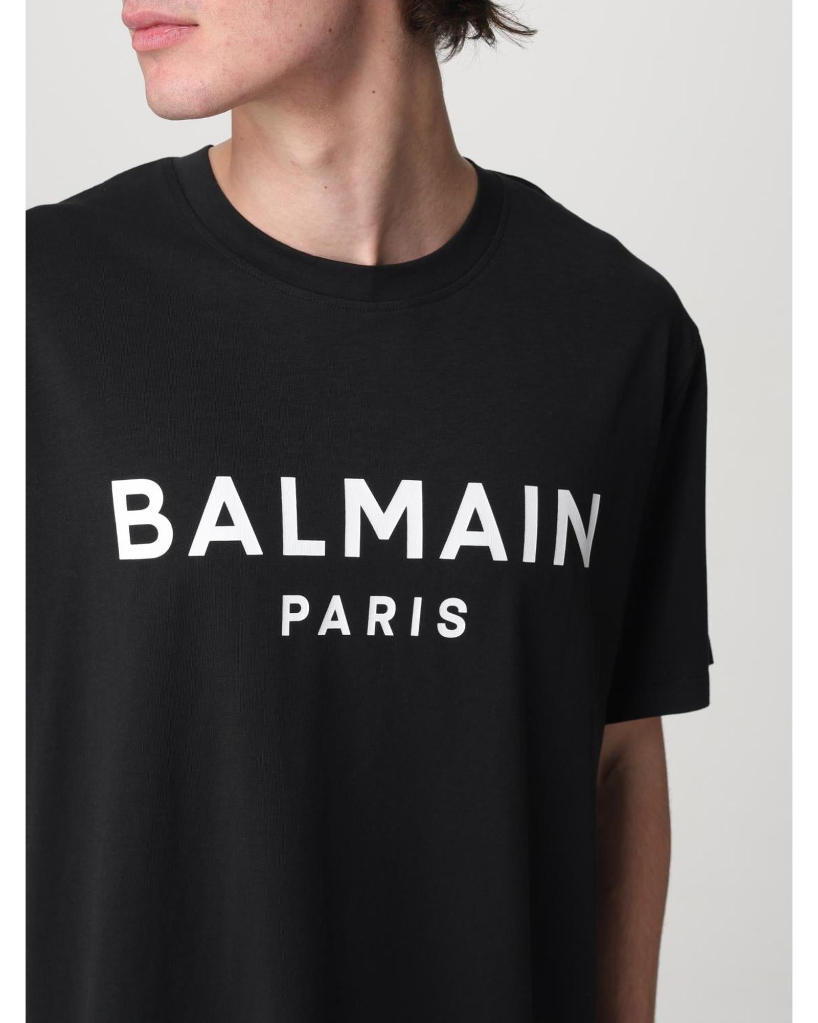 Balmain Paris Logo Tee Men Black T-Shirts
