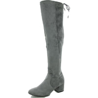 Ollie Womens Padded Insole Over-The-Knee Boots Grey Micro