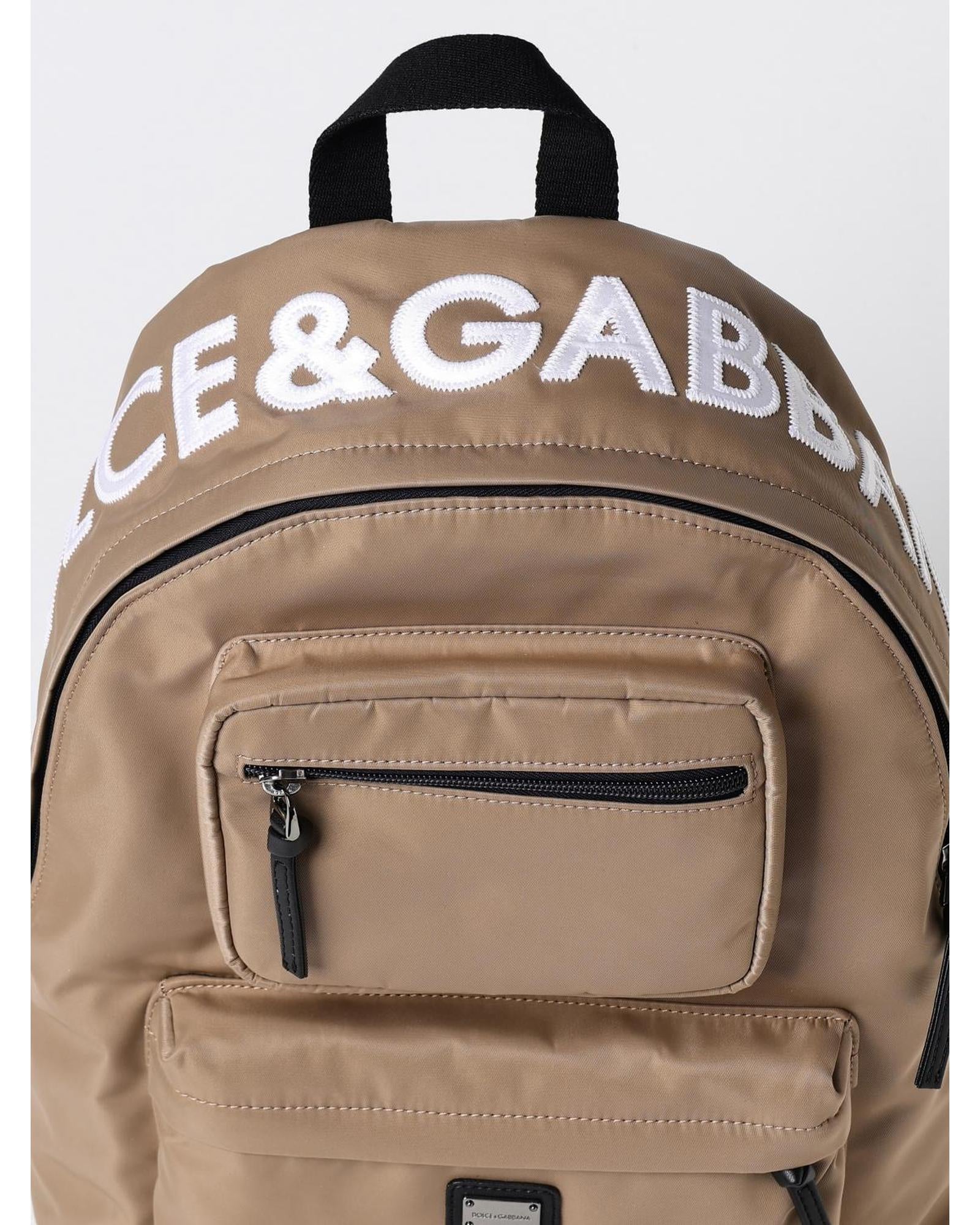 Dolce & Gabbana Nylon Backpack Casual Everyday Kids Beige Duffel Bags