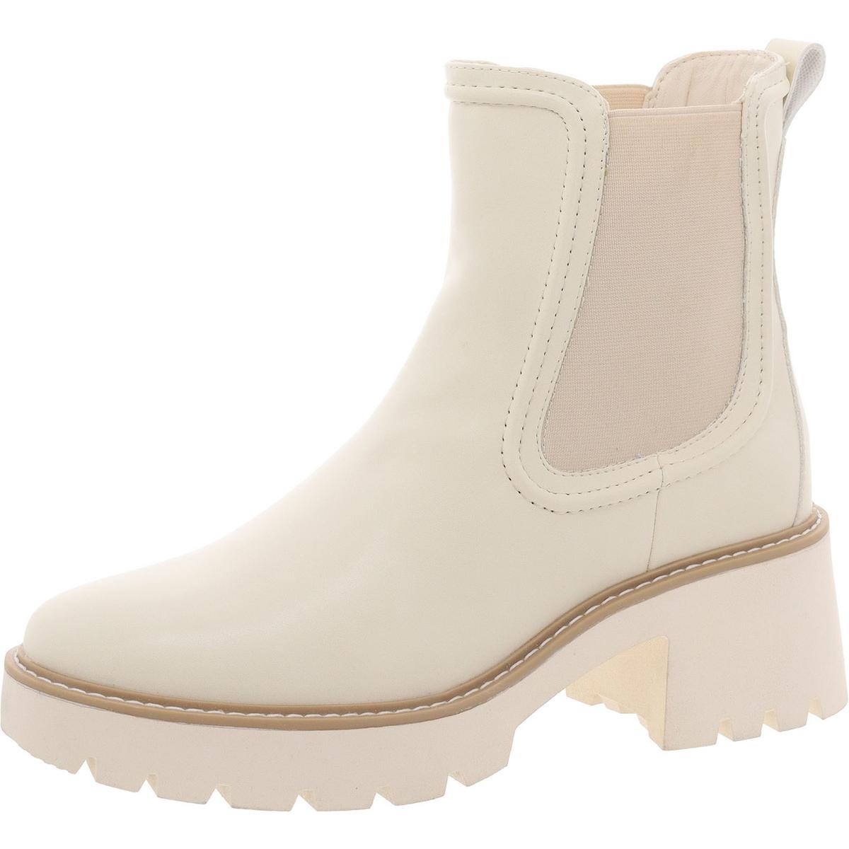 Womens Stretch Faux Leather Chelsea Boots