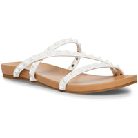 Candy Womens Studded Slide Sandals 6 Medium White