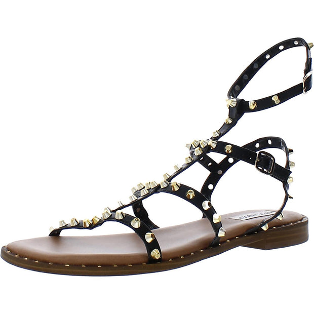 Sunnie Womens Faux Leather Studded Slingback Sandals