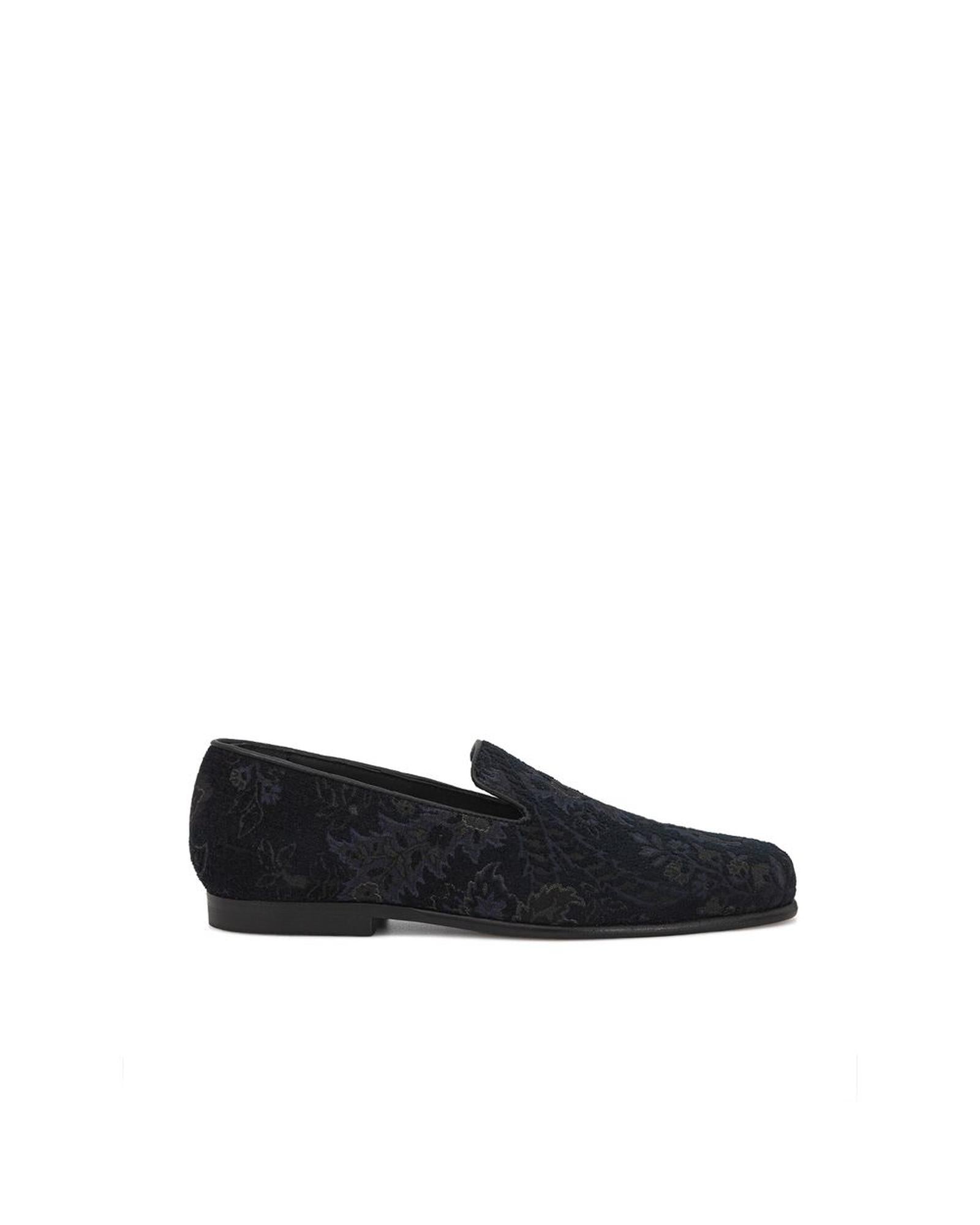 Etro Floral Print Loafers Slipon Style Men Blue Blue