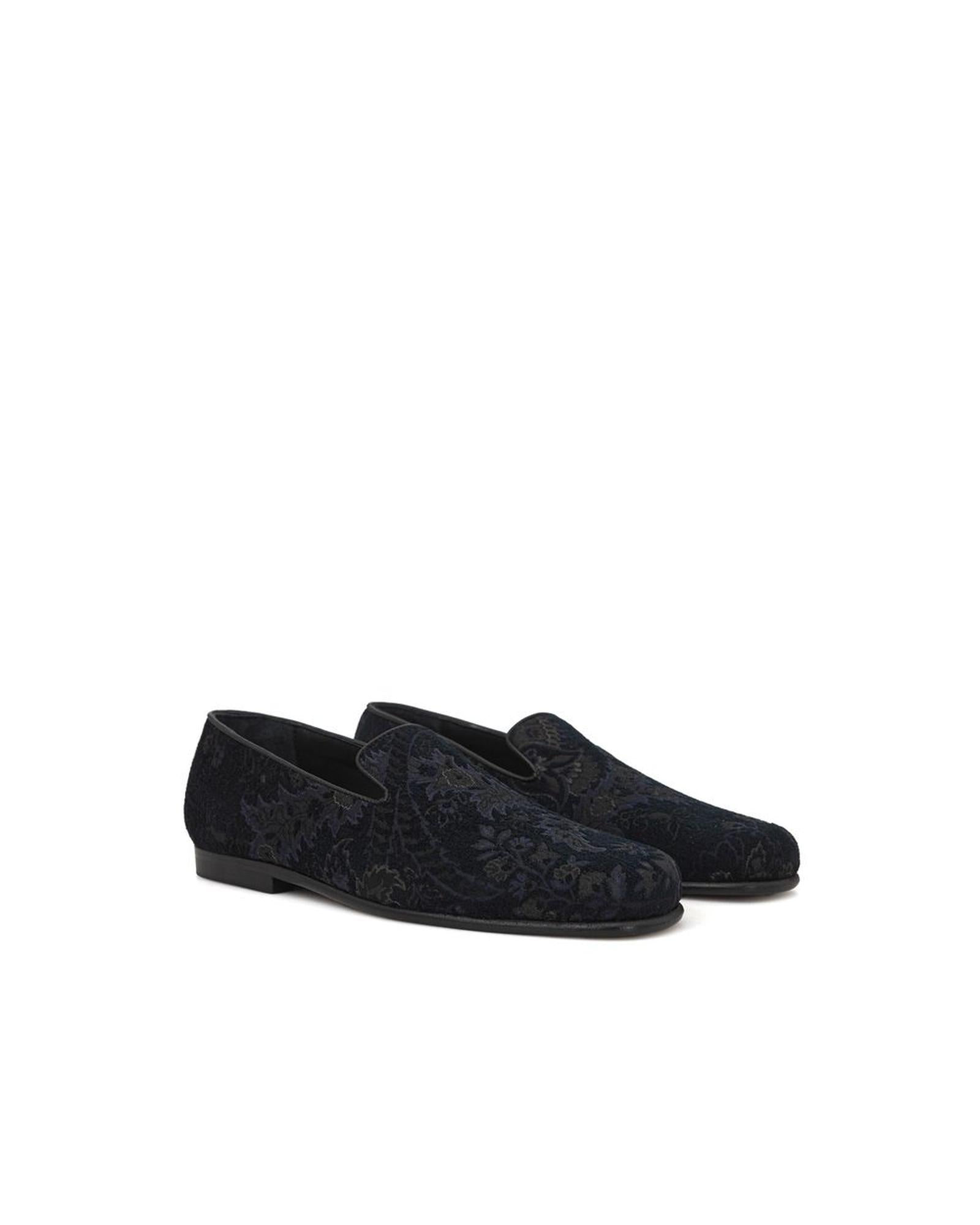 Etro Floral Print Loafers Slipon Style Men Blue