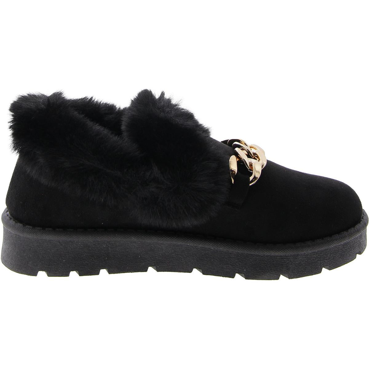 Jeopardy  Womens Chain Faux Fur Loafers