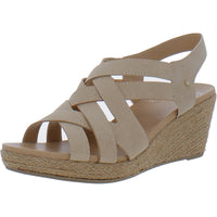 Everlasting Womens Faux Leather Wedge Sandals Sand