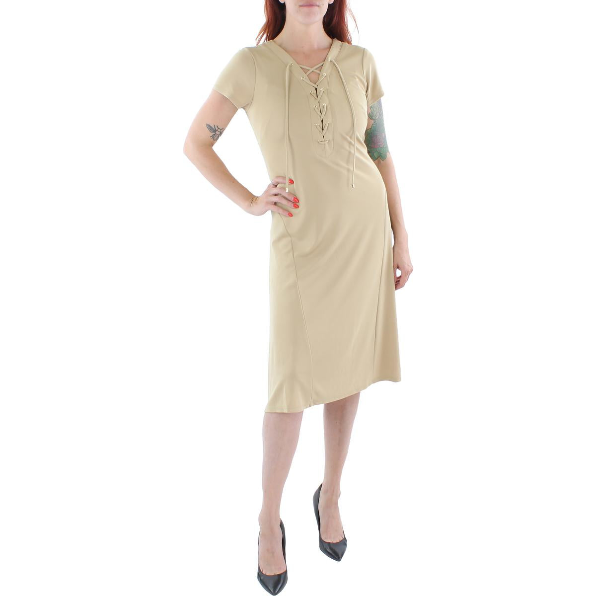 Womens Jersey Lace-Up Midi Dress