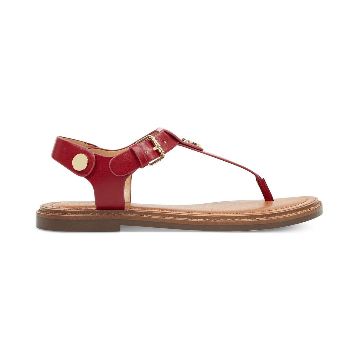 Bennia Womens Embellished Faux Leather Thong Sandals