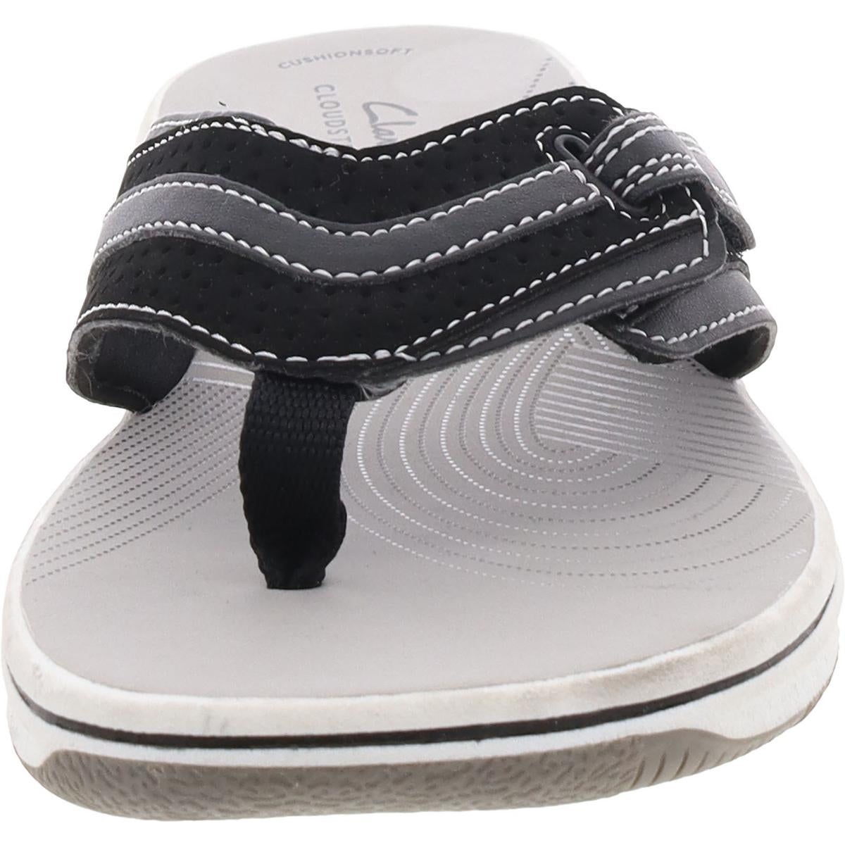 Womens Comfort Insole Faux Leather Flip-Flops